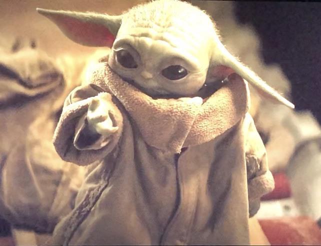 High Quality Baby Yoda looking at his hand Blank Meme Template
