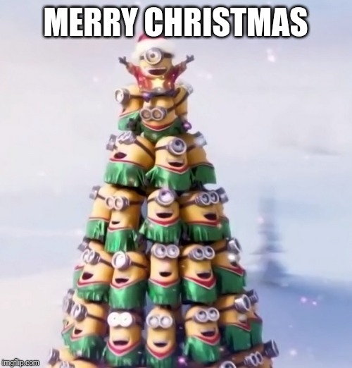 minion Christmas Tree | MERRY CHRISTMAS | image tagged in minion christmas tree,christmas,memes | made w/ Imgflip meme maker