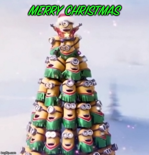 To all my ImgFlip friends and foes | MERRY CHRISTMAS | image tagged in minion christmas tree,merry christmas | made w/ Imgflip meme maker