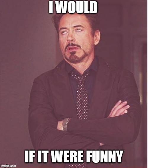 Face You Make Robert Downey Jr Meme | I WOULD IF IT WERE FUNNY | image tagged in memes,face you make robert downey jr | made w/ Imgflip meme maker