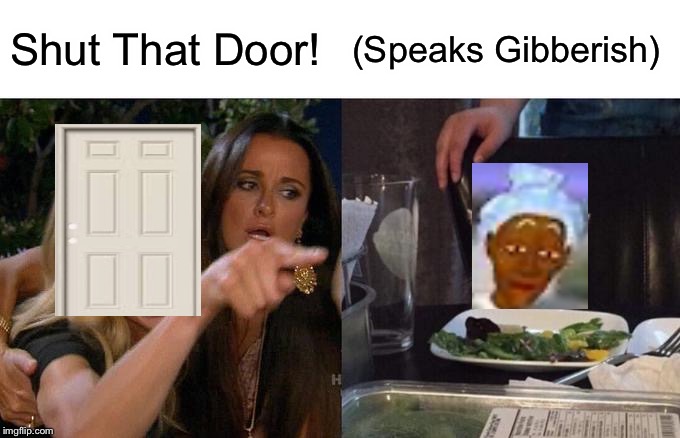 Shut That Door Meme | Shut That Door! (Speaks Gibberish) | image tagged in memes,woman yelling at cat,rapsittie street kids | made w/ Imgflip meme maker