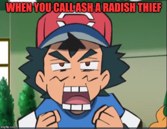 When you call Ash a thief | WHEN YOU CALL ASH A RADISH THIEF | image tagged in when you call ash a thief | made w/ Imgflip meme maker