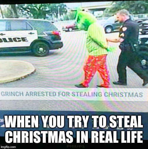 You’re a cruel one, Mr. Grinch... | WHEN YOU TRY TO STEAL CHRISTMAS IN REAL LIFE | image tagged in memes,christmas,grinch | made w/ Imgflip meme maker