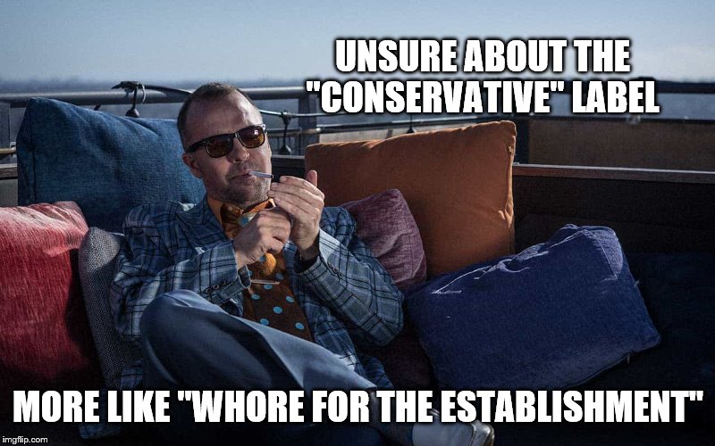 UNSURE ABOUT THE "CONSERVATIVE" LABEL MORE LIKE "W**RE FOR THE ESTABLISHMENT" | made w/ Imgflip meme maker