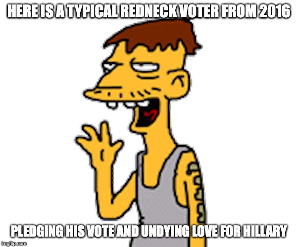 Cletus | HERE IS A TYPICAL REDNECK VOTER FROM 2016; PLEDGING HIS VOTE AND UNDYING LOVE FOR HILLARY | image tagged in redneck,cletus,memes | made w/ Imgflip meme maker