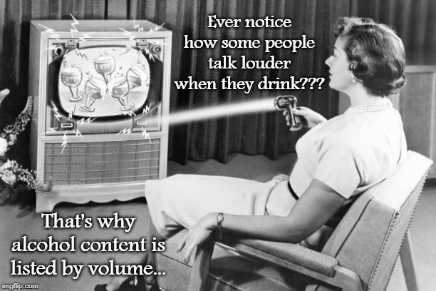Ever notice??? | Ever notice how some people talk louder when they drink??? That's why alcohol content is listed by volume... | image tagged in loud people,drink,content,volume | made w/ Imgflip meme maker