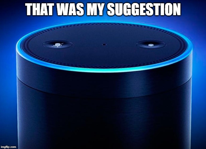 Alexa | THAT WAS MY SUGGESTION | image tagged in alexa | made w/ Imgflip meme maker