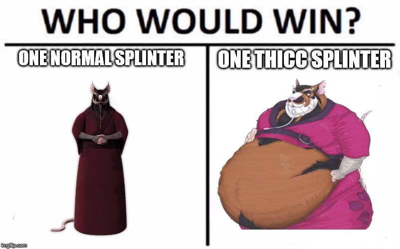 Who Would Win? Meme | ONE NORMAL SPLINTER; ONE THICC SPLINTER | image tagged in memes,who would win | made w/ Imgflip meme maker