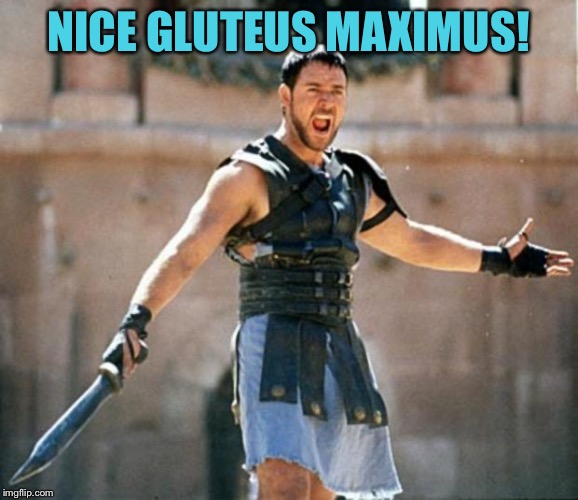 gladiator | NICE GLUTEUS MAXIMUS! | image tagged in gladiator | made w/ Imgflip meme maker