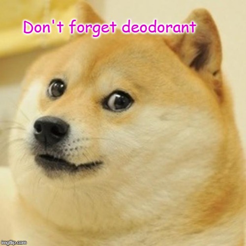 For Sleepovers | Don't forget deodorant | image tagged in memes,doge,friends,sleepover,funny,dog | made w/ Imgflip meme maker