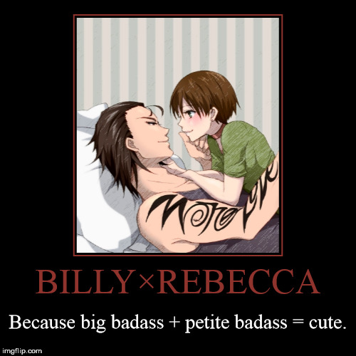 image tagged in demotivationals,resident evil,billy coen,rebecca chambers,pairing,cute | made w/ Imgflip demotivational maker