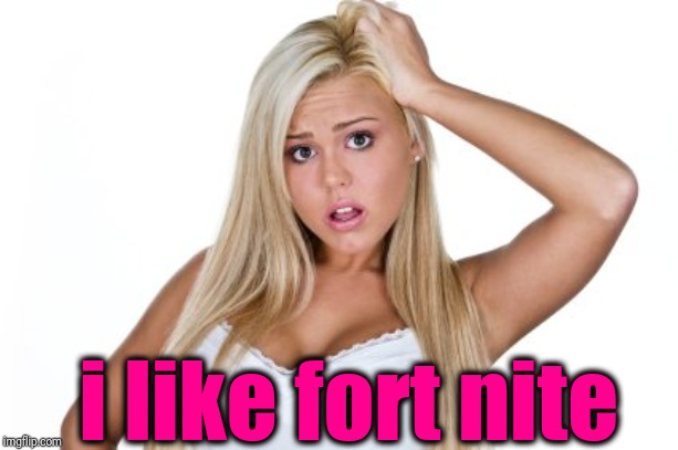 Dumb Blonde | i like fort nite | image tagged in dumb blonde | made w/ Imgflip meme maker