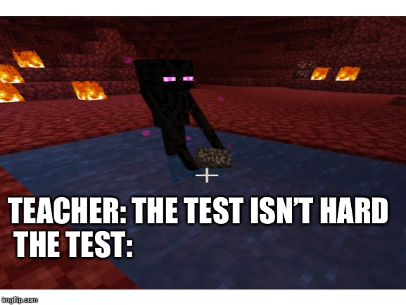 TEACHER: THE TEST ISN’T HARD
THE TEST: | image tagged in enderman | made w/ Imgflip meme maker