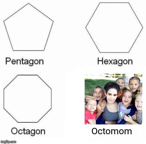 Octo |  Octomom | image tagged in pentagon hexagon octagon | made w/ Imgflip meme maker