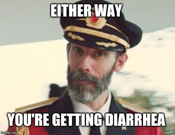 Captain Obvious | EITHER WAY YOU'RE GETTING DIARRHEA | image tagged in captain obvious | made w/ Imgflip meme maker