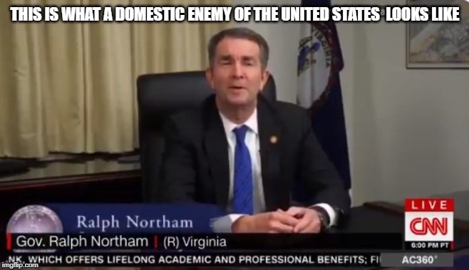 I Stand with the 90 2A Sanctuary Counties in VA | THIS IS WHAT A DOMESTIC ENEMY OF THE UNITED STATES  LOOKS LIKE | image tagged in second amendment,blackface northam | made w/ Imgflip meme maker