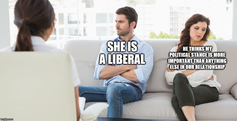 Divorce | SHE IS A LIBERAL HE THINKS MY POLITICAL STANCE IS MORE IMPORTANT THAN ANYTHING ELSE IN OUR RELATIONSHIP | image tagged in divorce | made w/ Imgflip meme maker