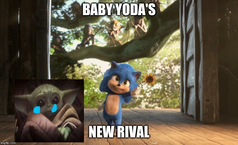 Baby Sonic | BABY YODA'S; NEW RIVAL | image tagged in baby sonic | made w/ Imgflip meme maker