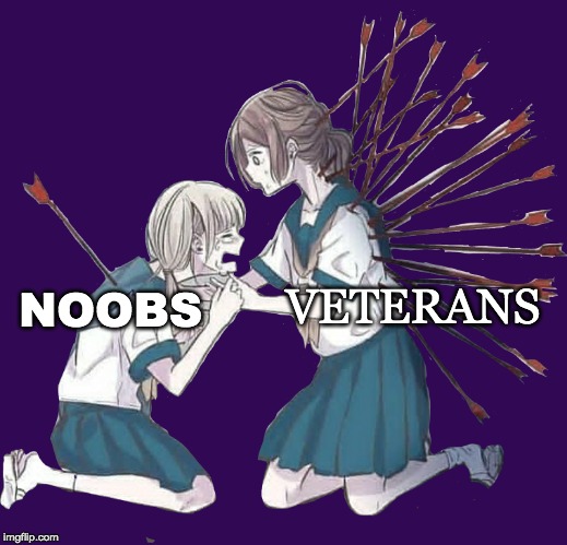 it hurts so much | VETERANS; NOOBS | image tagged in it hurts so much | made w/ Imgflip meme maker