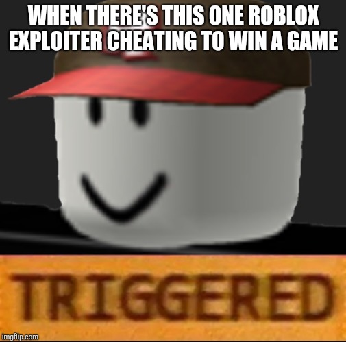 Roblox Triggered | WHEN THERE'S THIS ONE ROBLOX EXPLOITER CHEATING TO WIN A GAME | image tagged in roblox triggered | made w/ Imgflip meme maker