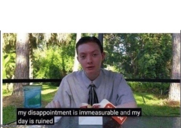 My dissapointment is immeasurable and my day is ruined | image tagged in my dissapointment is immeasurable and my day is ruined | made w/ Imgflip meme maker