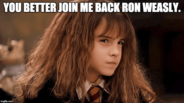 wot | YOU BETTER JOIN ME BACK RON WEASLY. | image tagged in wot | made w/ Imgflip meme maker