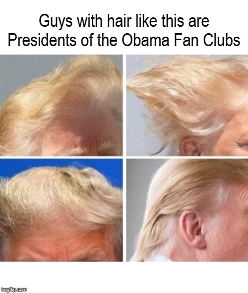 politics donald trump hair president obama fan club Memes & GIFs - Imgflip