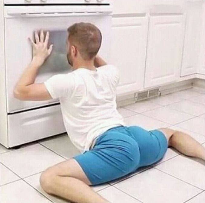 High Quality Man Checking Oven Blank Meme Template