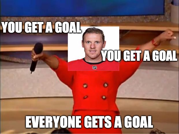Everyone Gets A Goal |  YOU GET A GOAL; YOU GET A GOAL; EVERYONE GETS A GOAL | image tagged in memes,oprah you get a,hockey,detroit red wings,nhl | made w/ Imgflip meme maker