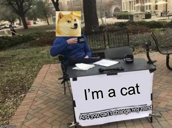 Change My Mind Meme |  I’m a cat; And you can’t change my mind | image tagged in memes,change my mind | made w/ Imgflip meme maker