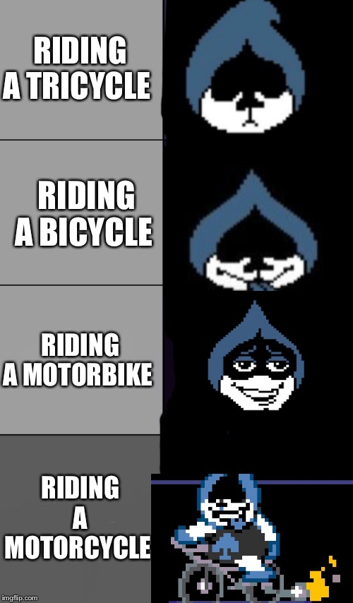 Rouxls Kaard | RIDING A TRICYCLE; RIDING A BICYCLE; RIDING A MOTORBIKE; RIDING A MOTORCYCLE | image tagged in rouxls kaard | made w/ Imgflip meme maker