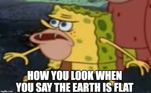 Spongegar | HOW YOU LOOK WHEN YOU SAY THE EARTH IS FLAT | image tagged in memes,spongegar | made w/ Imgflip meme maker