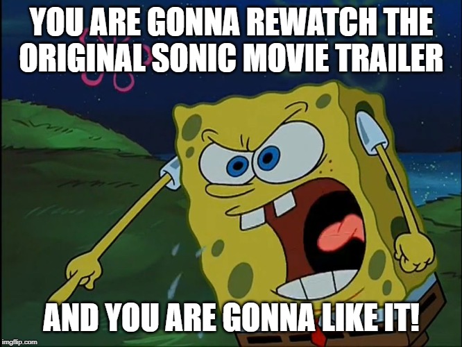 YOU ARE GONNA LIKE IT! | YOU ARE GONNA REWATCH THE ORIGINAL SONIC MOVIE TRAILER; AND YOU ARE GONNA LIKE IT! | image tagged in you are gonna like it,sonic movie,sonic the hedgehog,memes | made w/ Imgflip meme maker