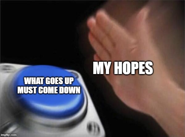 Blank Nut Button | MY HOPES; WHAT GOES UP MUST COME DOWN | image tagged in memes,blank nut button | made w/ Imgflip meme maker