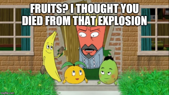 FRUITS? I THOUGHT YOU DIED FROM THAT EXPLOSION | made w/ Imgflip meme maker