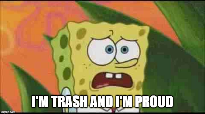 Spongebob ugly and proud | I'M TRASH AND I'M PROUD | image tagged in spongebob ugly and proud | made w/ Imgflip meme maker