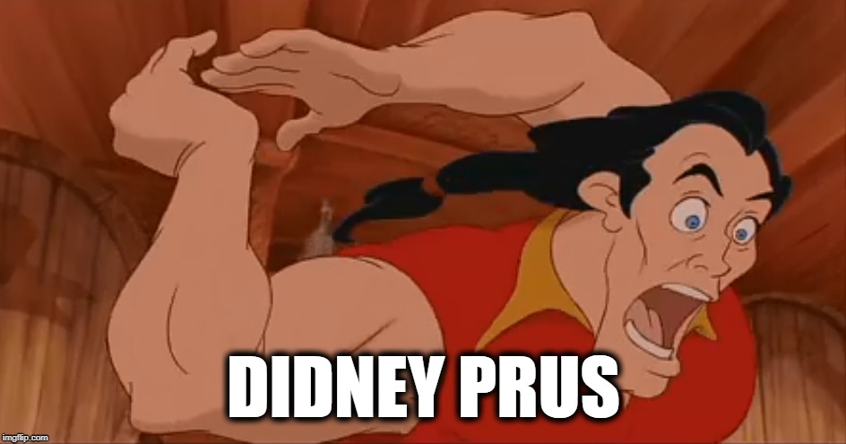 DIDNEY PRUS | image tagged in disney,disney plus,gaston,princess,beauty and the beast | made w/ Imgflip meme maker