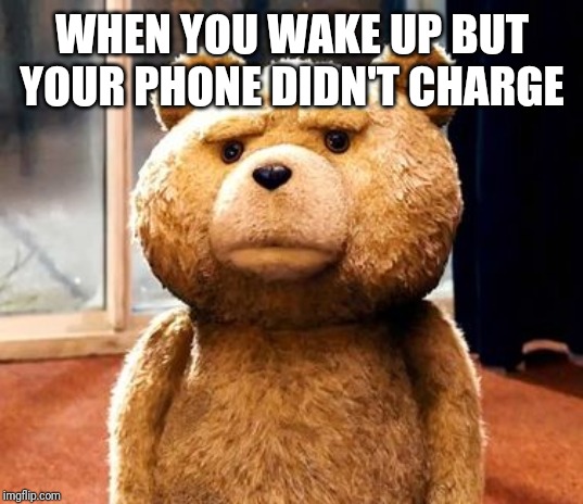 TED Meme | WHEN YOU WAKE UP BUT YOUR PHONE DIDN'T CHARGE | image tagged in memes,ted | made w/ Imgflip meme maker
