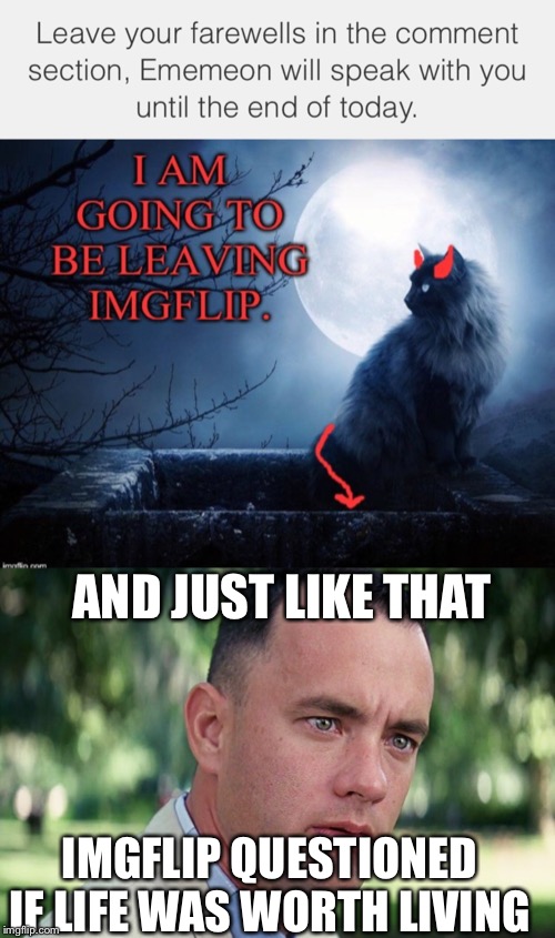 AND JUST LIKE THAT; IMGFLIP QUESTIONED IF LIFE WAS WORTH LIVING | image tagged in memes,and just like that | made w/ Imgflip meme maker