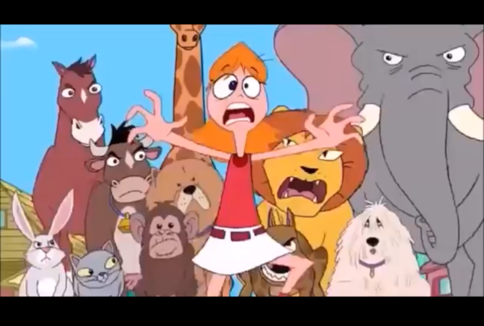 HOT REDHEAD BEING CHASED BY WILD THANGS! Blank Meme Template