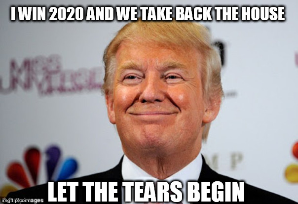 Donald trump approves | I WIN 2020 AND WE TAKE BACK THE HOUSE; LET THE TEARS BEGIN | image tagged in donald trump approves | made w/ Imgflip meme maker