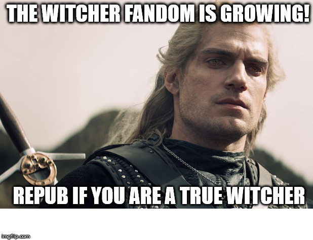 True witchers only | THE WITCHER FANDOM IS GROWING! REPUB IF YOU ARE A TRUE WITCHER | image tagged in witcher,witcher 3 | made w/ Imgflip meme maker