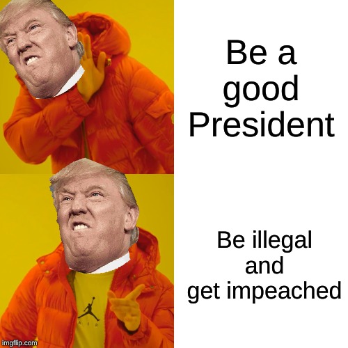 Drake Hotline Bling Meme | Be a good President; Be illegal and get impeached | image tagged in memes,drake hotline bling | made w/ Imgflip meme maker