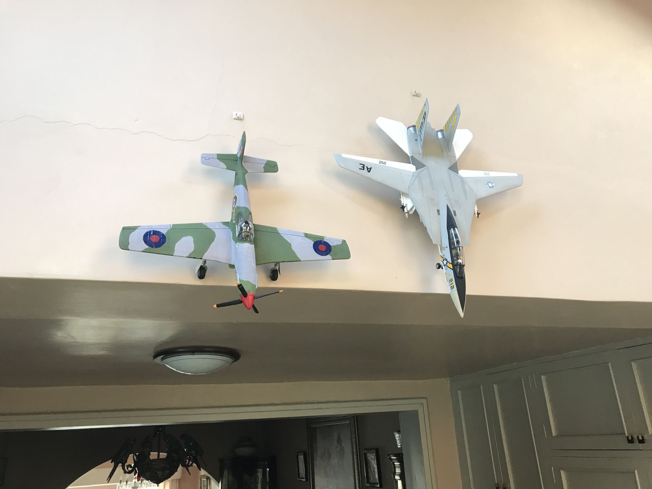 High Quality Airplane models on display wall Blank Meme Template