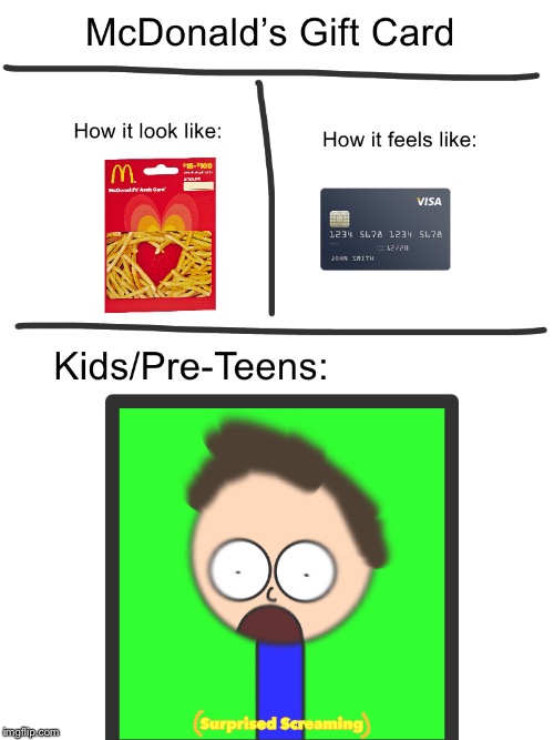 McDonald's Card | image tagged in mcdonalds,screaming,credit card | made w/ Imgflip meme maker