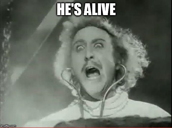 Young Frankenstein | HE'S ALIVE | image tagged in young frankenstein | made w/ Imgflip meme maker