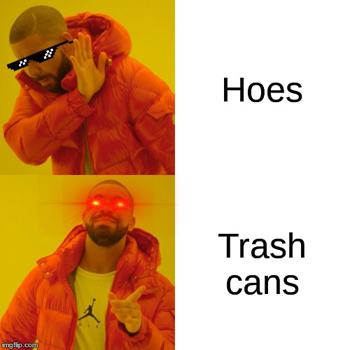 Drake Hotline Bling Meme | Hoes; Trash cans | image tagged in memes,drake hotline bling | made w/ Imgflip meme maker