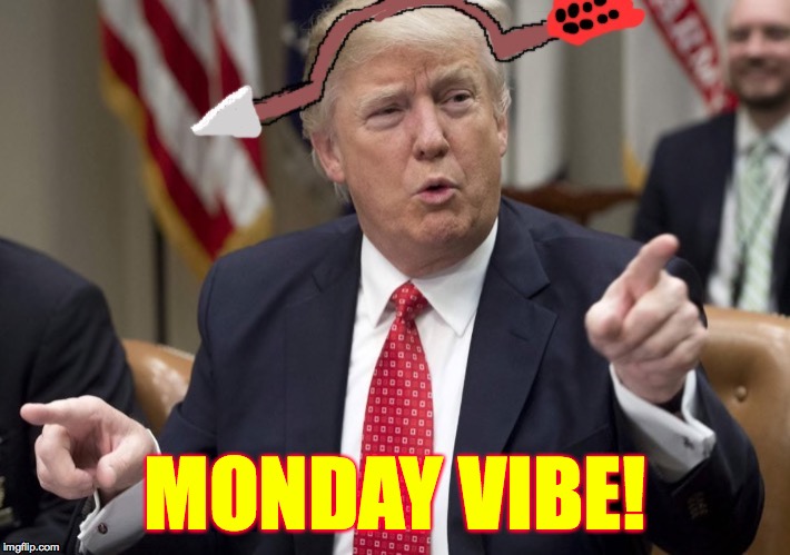 It's a lot like his Tuesday vibe. | MONDAY VIBE! | image tagged in memes,trump,moron | made w/ Imgflip meme maker