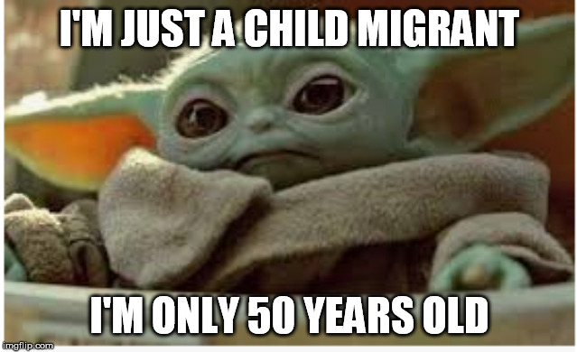 yoda | I'M JUST A CHILD MIGRANT; I'M ONLY 50 YEARS OLD | image tagged in children | made w/ Imgflip meme maker