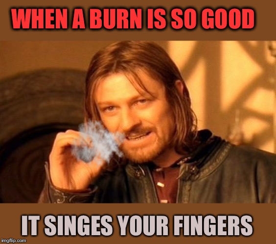 One does not simply burn yo mama. | WHEN A BURN IS SO GOOD; IT SINGES YOUR FINGERS | image tagged in memes,one does not simply,yo mama,funny | made w/ Imgflip meme maker